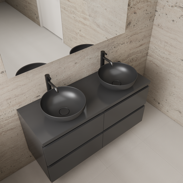 Badkamermeubel Gliss Project 120cm⎢4-lades⎢Hoogglans Antraciet⎢Onderkast met topblad