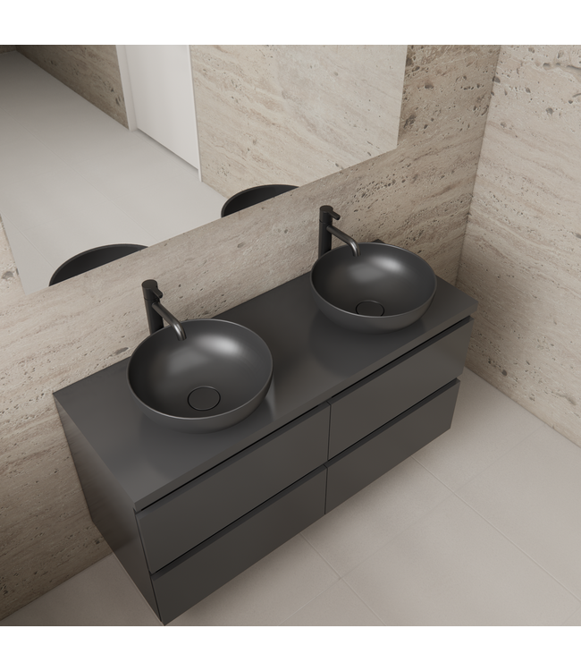Badkamermeubel Gliss Project 120cm⎢4-lades⎢Hoogglans Antraciet⎢Onderkast met topblad