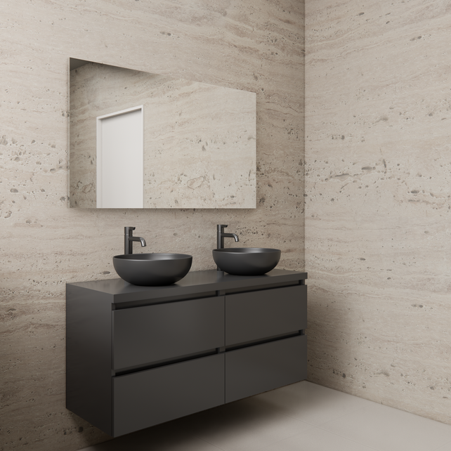 Badkamermeubel Gliss Project 120cm⎢4-lades⎢Hoogglans Antraciet⎢Onderkast met topblad