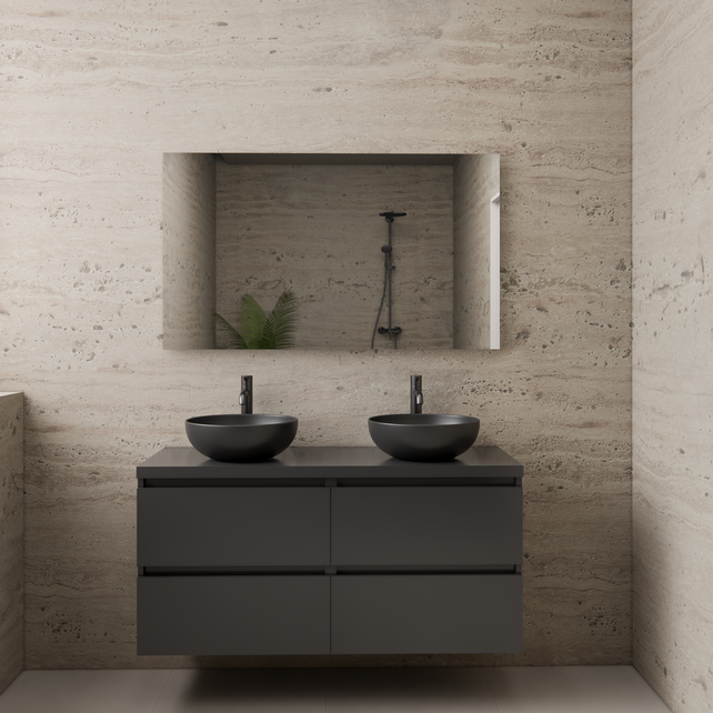 Badkamermeubel Gliss Project 120cm⎢4-lades⎢Hoogglans Antraciet⎢Onderkast met topblad