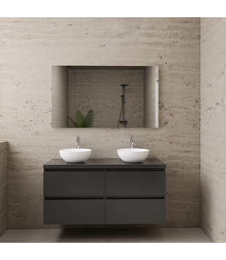 GLISS DESIGN Badkamermeubel Gliss Project 120cm⎢4-lades⎢Hoogglans Antraciet⎢Onderkast met topblad