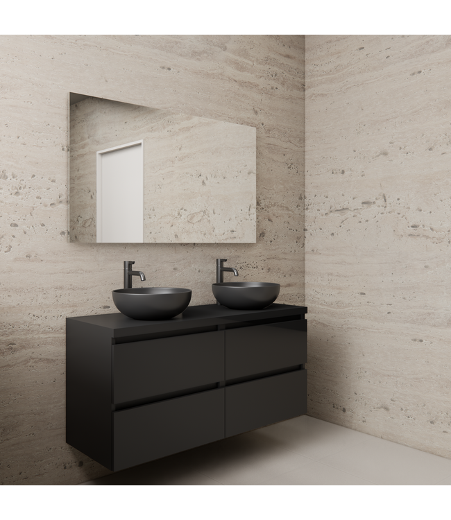 Badkamermeubel Gliss Project 120cm⎢4-lades⎢Mat Zwart⎢Onderkast met topblad