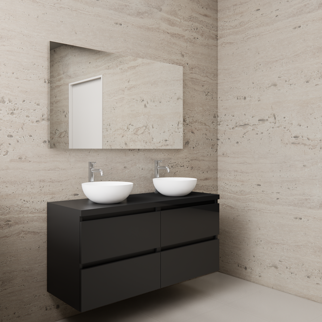 Badkamermeubel Gliss Project 120cm⎢4-lades⎢Mat Zwart⎢Onderkast met topblad