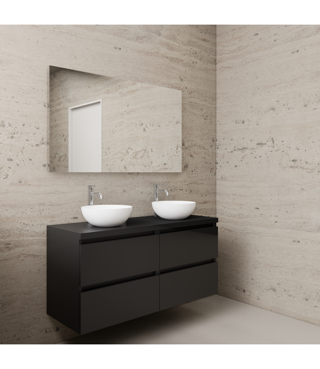 Badkamermeubel Gliss Project 120cm⎢4-lades⎢Mat Zwart⎢Onderkast met topblad