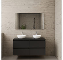 Badkamermeubel Gliss Project 120cm⎢4-lades⎢Mat Zwart⎢Onderkast met topblad