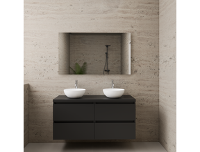 Badkamermeubel Gliss Project 120cm⎢4-lades⎢Mat Zwart⎢Onderkast met topblad