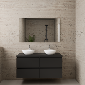 Badkamermeubel Gliss Project 120cm⎢4-lades⎢Mat Zwart⎢Onderkast met topblad