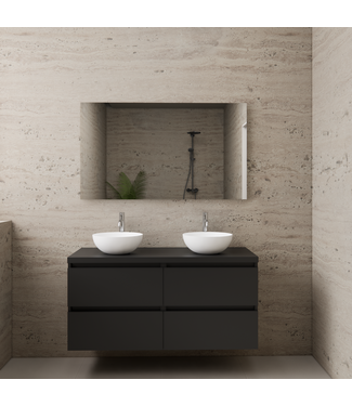 GLISS DESIGN Badkamermeubel Gliss Project 120cm⎢4-lades⎢Mat Zwart⎢Onderkast met topblad