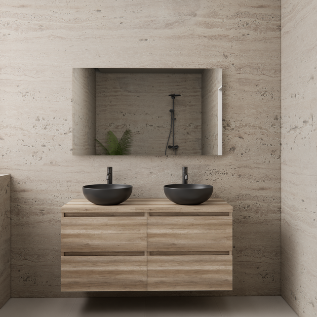 Badkamermeubel Gliss Project 120cm⎢4-lades⎢Canyon Oak⎢Onderkast met topblad