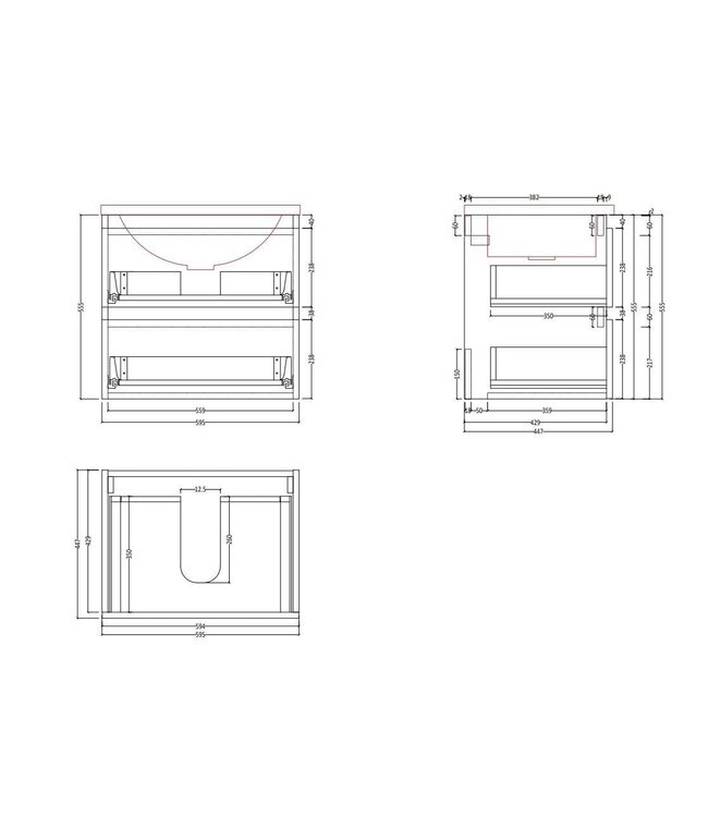 Badkamermeubel Gliss Project 120cm⎢4-lades⎢Dakota Oak⎢Onderkast met topblad