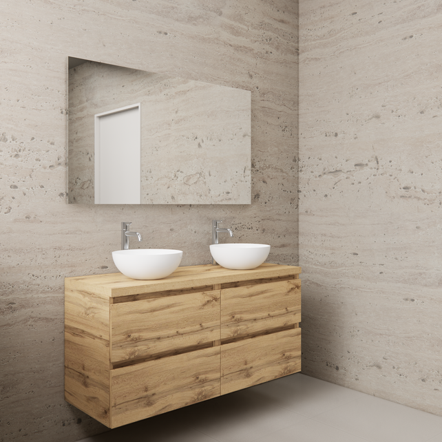 Badkamermeubel Gliss Project 120cm⎢4-lades⎢Dakota Oak⎢Onderkast met topblad