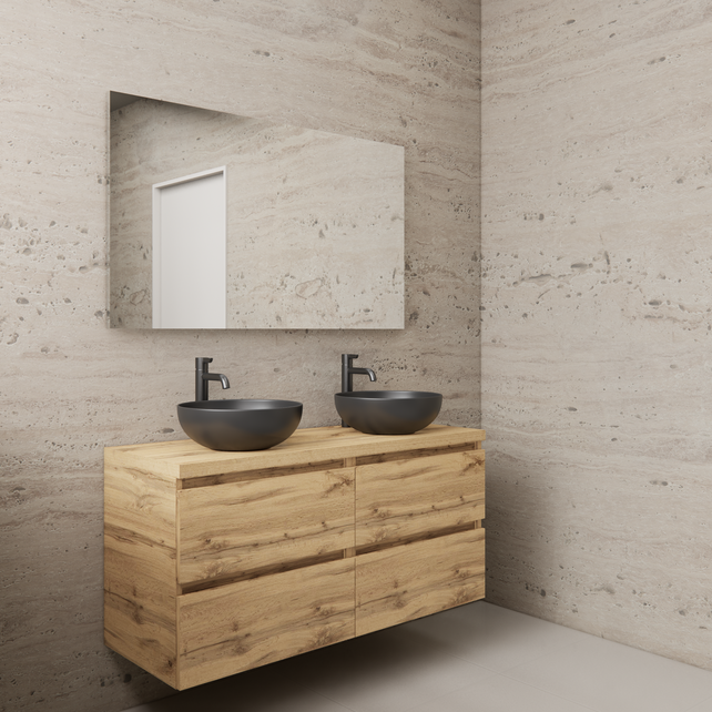 Badkamermeubel Gliss Project 120cm⎢4-lades⎢Dakota Oak⎢Onderkast met topblad