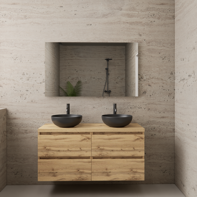 Badkamermeubel Gliss Project 120cm⎢4-lades⎢Dakota Oak⎢Onderkast met topblad