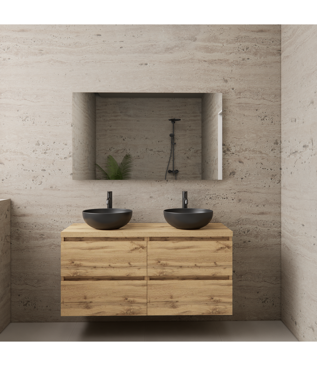 Badkamermeubel Gliss Project 120cm⎢4-lades⎢Dakota Oak⎢Onderkast met topblad