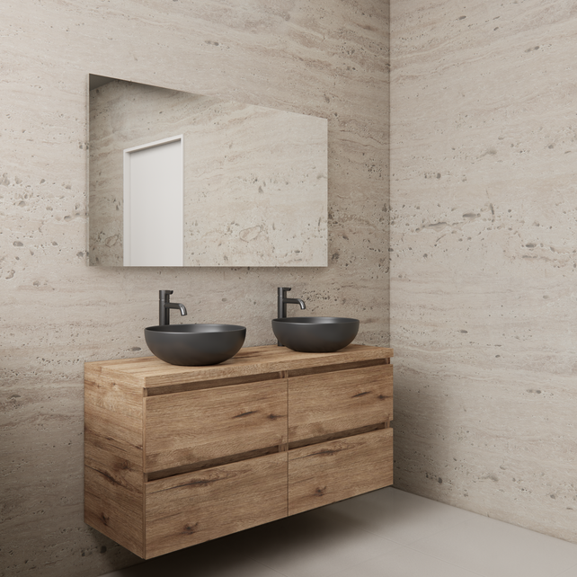 Badkamermeubel Gliss Project 120cm⎢4-lades⎢Wellington Oak⎢Onderkast met topblad Badkamermeubel Gliss Project 120cm⎢4-lades⎢Wellington Oak⎢Onderkast met topblad