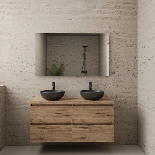 Badkamermeubel Gliss Project 120cm⎢4-lades⎢Wellington Oak⎢Onderkast met topblad Badkamermeubel Gliss Project 120cm⎢4-lades⎢Wellington Oak⎢Onderkast met topblad
