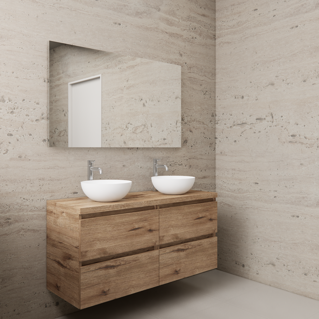 Badkamermeubel Gliss Project 120cm⎢4-lades⎢Wellington Oak⎢Onderkast met topblad Badkamermeubel Gliss Project 120cm⎢4-lades⎢Wellington Oak⎢Onderkast met topblad