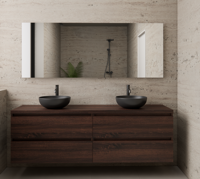 Badkamermeubel Gliss Project 160cm⎢4-lades⎢Sonoma Choco⎢Onderkast met topblad Badkamermeubel Gliss Project 160cm⎢4-lades⎢Sonoma Choco⎢Onderkast met topblad