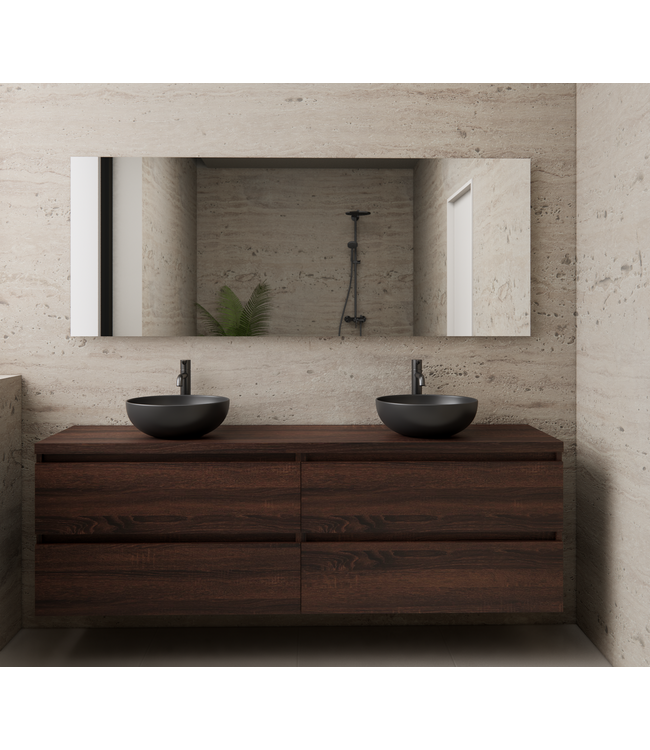 Badkamermeubel Gliss Project 160cm⎢4-lades⎢Sonoma Choco⎢Onderkast met topblad