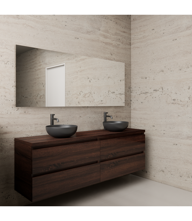 Badkamermeubel Gliss Project 160cm⎢4-lades⎢Sonoma Choco⎢Onderkast met topblad