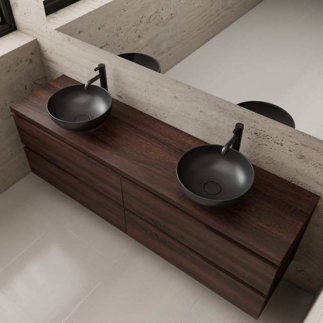 Badkamermeubel Gliss Project 160cm⎢4-lades⎢Sonoma Choco⎢Onderkast met topblad Badkamermeubel Gliss Project 160cm⎢4-lades⎢Sonoma Choco⎢Onderkast met topblad