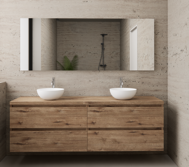 Badkamermeubel Gliss Project 160cm⎢4-lades⎢Wellington Oak⎢Onderkast met topblad