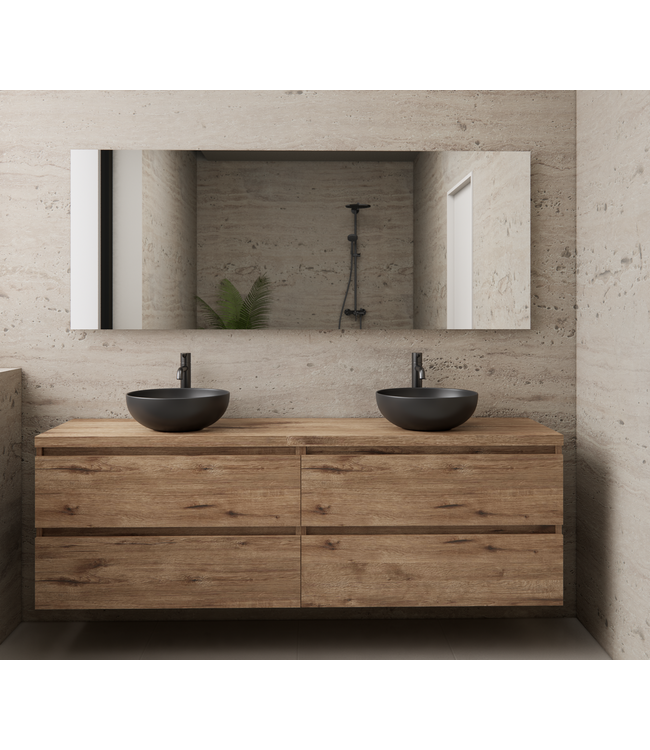 Badkamermeubel Gliss Project 160cm⎢4-lades⎢Wellington Oak⎢Onderkast met topblad