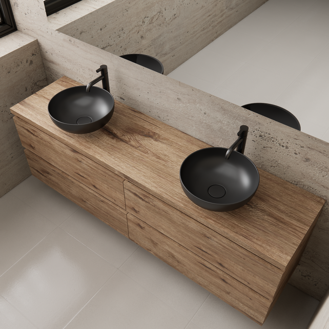 Badkamermeubel Gliss Project 160cm⎢4-lades⎢Wellington Oak⎢Onderkast met topblad