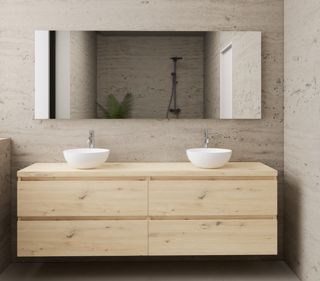 Badkamermeubel Gliss Project 160cm⎢4-lades⎢Artisan Oak⎢Onderkast met topblad Badkamermeubel Gliss Project 160cm⎢4-lades⎢Artisan Oak⎢Onderkast met topblad