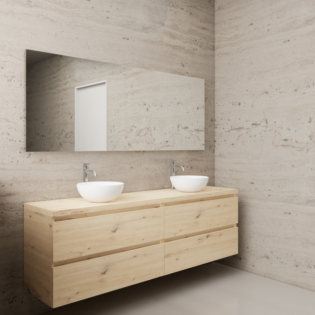 Badkamermeubel Gliss Project 160cm⎢4-lades⎢Artisan Oak⎢Onderkast met topblad Badkamermeubel Gliss Project 160cm⎢4-lades⎢Artisan Oak⎢Onderkast met topblad