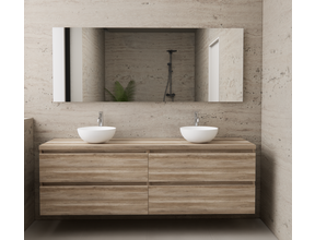 Badkamermeubel Gliss Project 160cm⎢4-lades⎢Canyon Oak⎢Onderkast met topblad