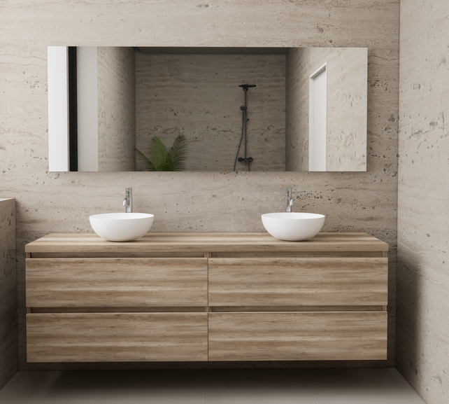 Badkamermeubel Gliss Project 160cm⎢4-lades⎢Canyon Oak⎢Onderkast met topblad Badkamermeubel Gliss Project 160cm⎢4-lades⎢Canyon Oak⎢Onderkast met topblad