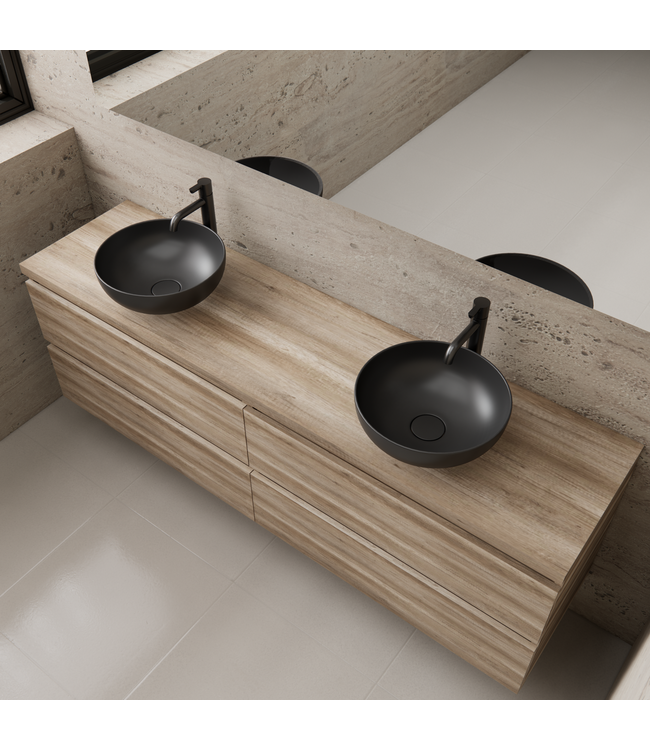 Badkamermeubel Gliss Project 160cm⎢4-lades⎢Canyon Oak⎢Onderkast met topblad