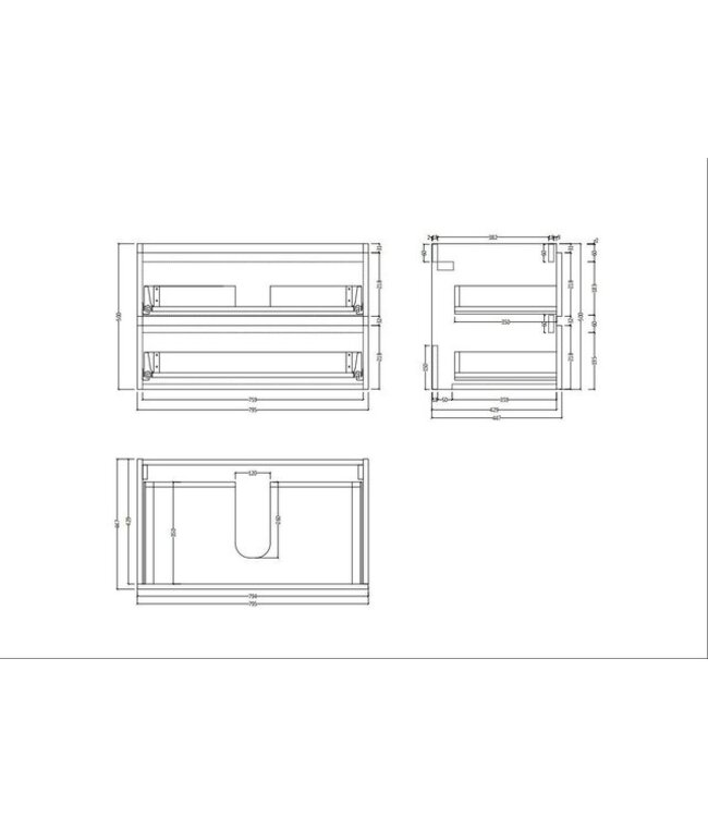 Badkamermeubel Gliss Project 160cm⎢4-lades⎢Dakota Oak⎢Onderkast met topblad