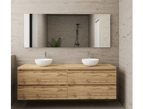 Badkamermeubel Gliss Project 160cm⎢4-lades⎢Dakota Oak⎢Onderkast met topblad