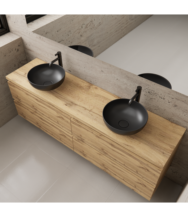 Badkamermeubel Gliss Project 160cm⎢4-lades⎢Dakota Oak⎢Onderkast met topblad