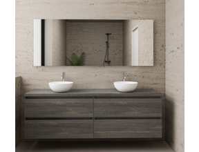 Badkamermeubel Gliss Project 160cm⎢4-lades⎢Frey Oak⎢Onderkast met topblad