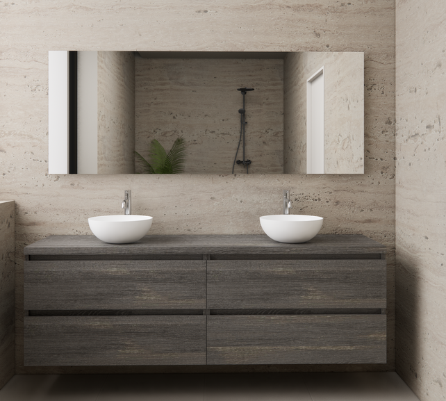 Badkamermeubel Gliss Project 160cm⎢4-lades⎢Frey Oak⎢Onderkast met topblad