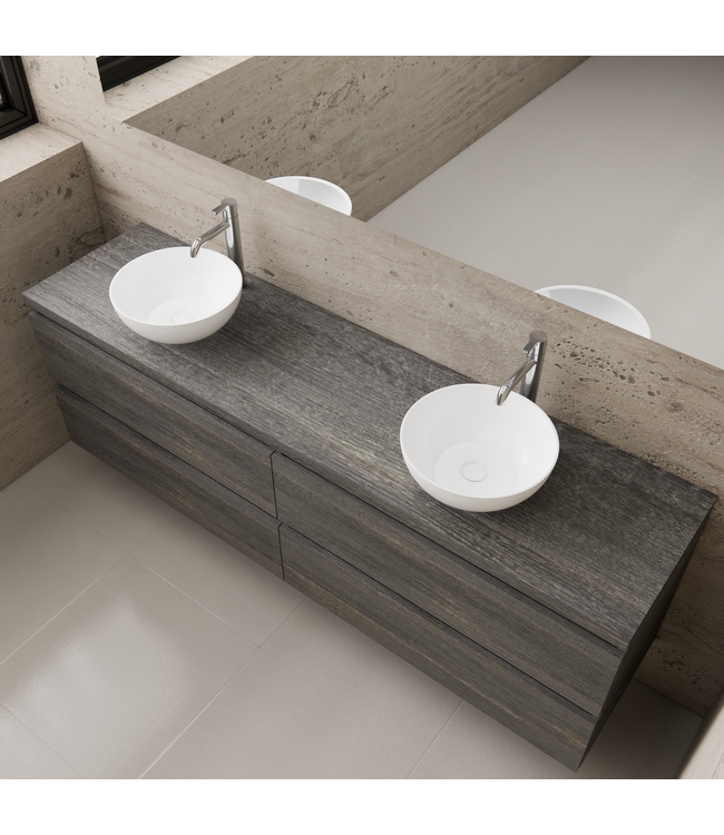 Badkamermeubel Gliss Project 160cm⎢4-lades⎢Frey Oak⎢Onderkast met topblad