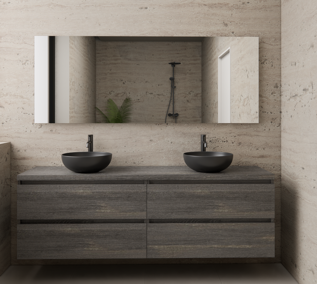 Badkamermeubel Gliss Project 160cm⎢4-lades⎢Frey Oak⎢Onderkast met topblad