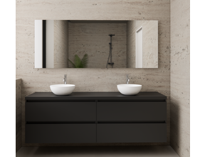Badkamermeubel Gliss Project 160cm⎢4-lades⎢Mat Zwart⎢Onderkast met topblad