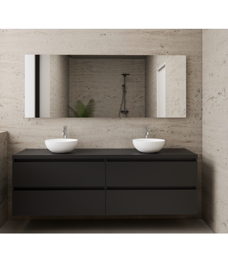 GLISS DESIGN Badkamermeubel Gliss Project 160cm⎢4-lades⎢Mat Zwart⎢Onderkast met topblad