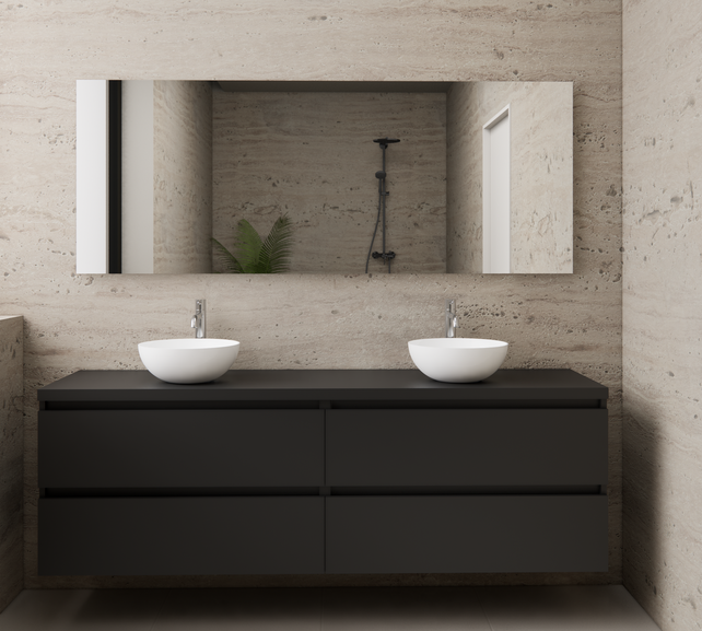 Badkamermeubel Gliss Project 160cm⎢4-lades⎢Mat Zwart⎢Onderkast met topblad Badkamermeubel Gliss Project 160cm⎢4-lades⎢Mat Zwart⎢Onderkast met topblad