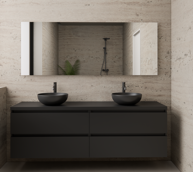 Badkamermeubel Gliss Project 160cm⎢4-lades⎢Mat Zwart⎢Onderkast met topblad Badkamermeubel Gliss Project 160cm⎢4-lades⎢Mat Zwart⎢Onderkast met topblad