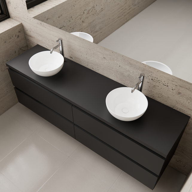 Badkamermeubel Gliss Project 160cm⎢4-lades⎢Mat Zwart⎢Onderkast met topblad Badkamermeubel Gliss Project 160cm⎢4-lades⎢Mat Zwart⎢Onderkast met topblad