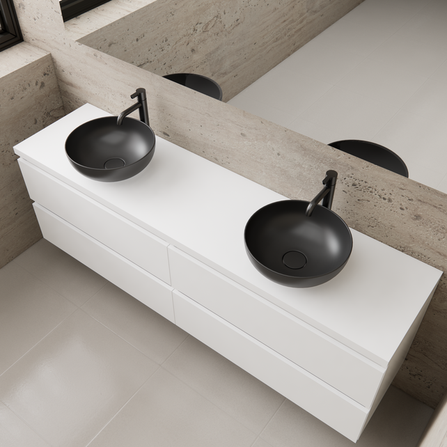 Badkamermeubel Gliss Project 160cm⎢4-lades⎢Hoogglans Wit⎢Onderkast met topblad Badkamermeubel Gliss Project 160cm⎢4-lades⎢Hoogglans Wit⎢Onderkast met topblad