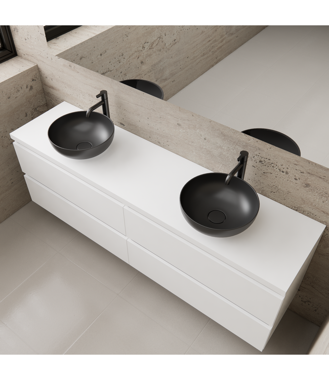 GLISS DESIGN Badkamermeubel Gliss Project 160cm⎢4-lades⎢Hoogglans Wit⎢Onderkast met topblad