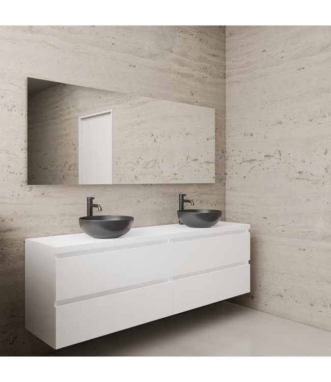 GLISS DESIGN Badkamermeubel Gliss Project 160cm⎢4-lades⎢Hoogglans Wit⎢Onderkast met topblad