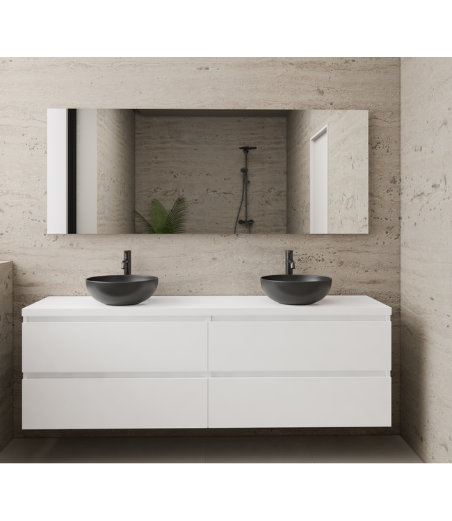 GLISS DESIGN Badkamermeubel Gliss Project 160cm⎢4-lades⎢Hoogglans Wit⎢Onderkast met topblad