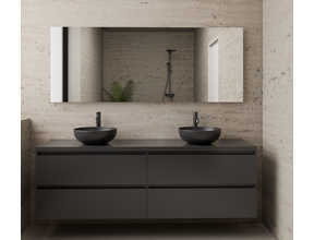 Badkamermeubel Gliss Project 160cm⎢4-lades⎢Hoogglans Antraciet⎢Onderkast met topblad